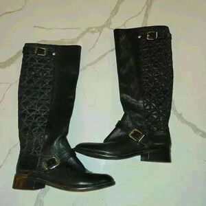 Antonio Melani Womens Tall Riding Boots Genuine Leather Black Size 7.5